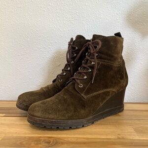 Aquatalia Chance Suede Lace-Up Wedge Lug Boot